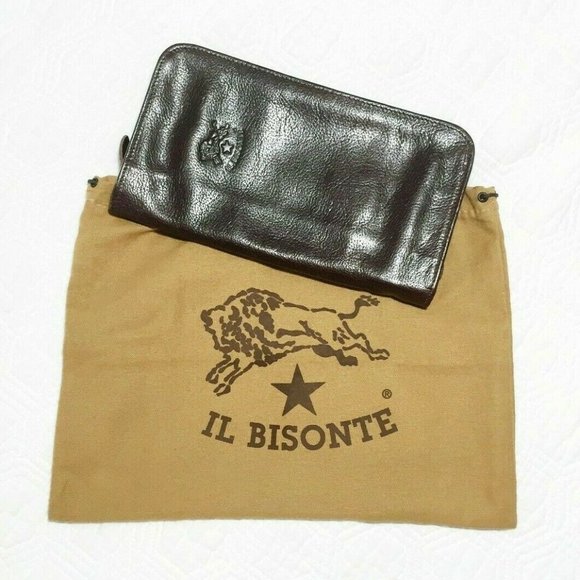 iL BISONTE zip round Travel Case Long Wallet - Picture 1 of 7
